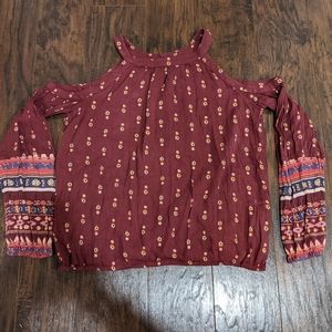 *10/$25* Women's Hollister Burgundy Cold Shoulder Shirt Top -Size Medium